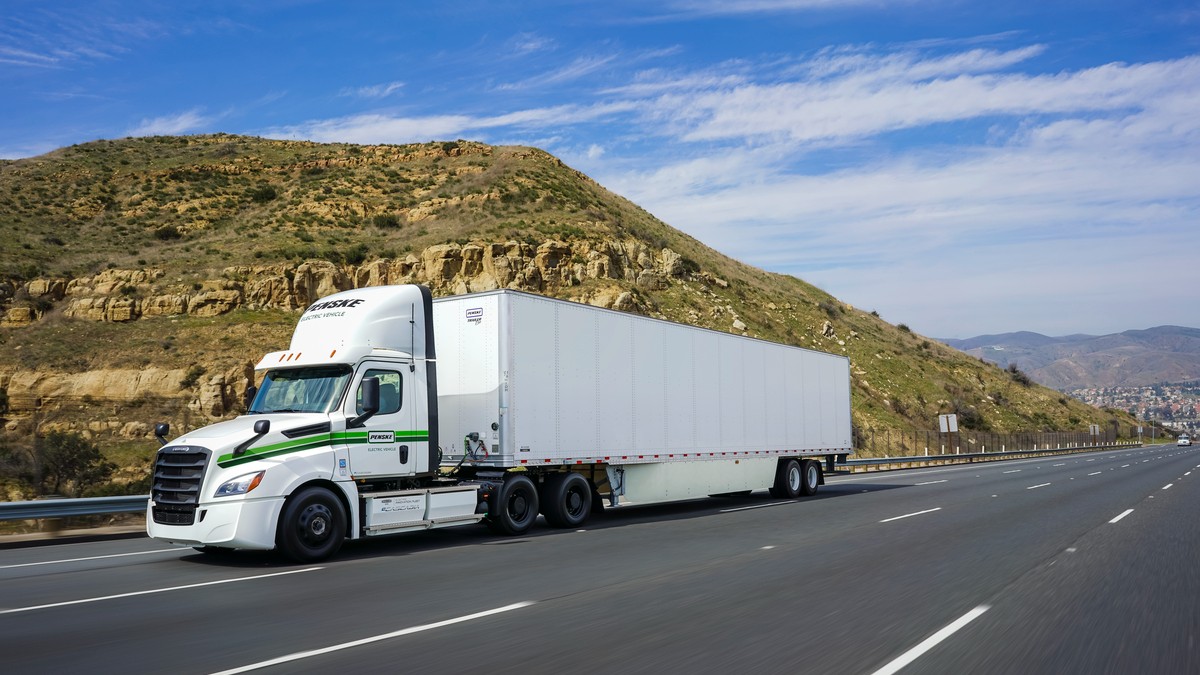 Penske eCascadia semi trucks